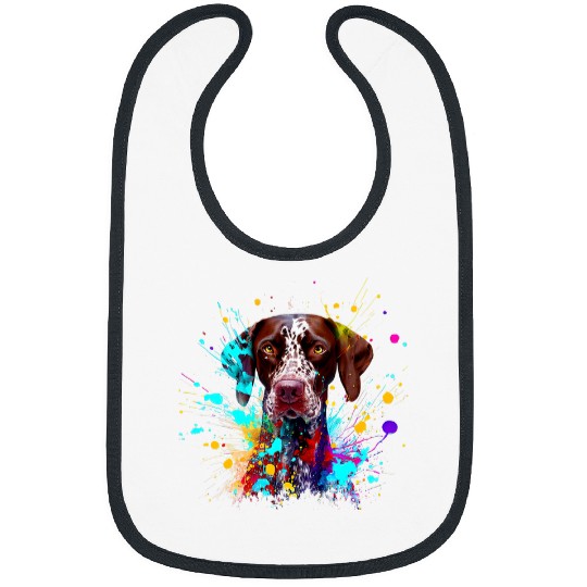 Colorful German Shorthaired Splashes Of Paint Art Dog Bibs