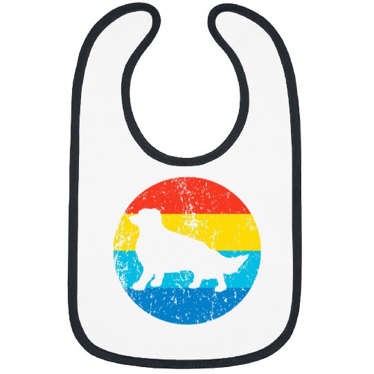 Border Collie Dog Breed Silhouette Retro 1970s Circle 2 Bibs