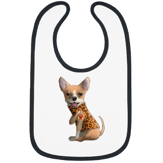 Chihuahua I Love Mom Tattoo Dog Funny Mothers Day Gift Bibs