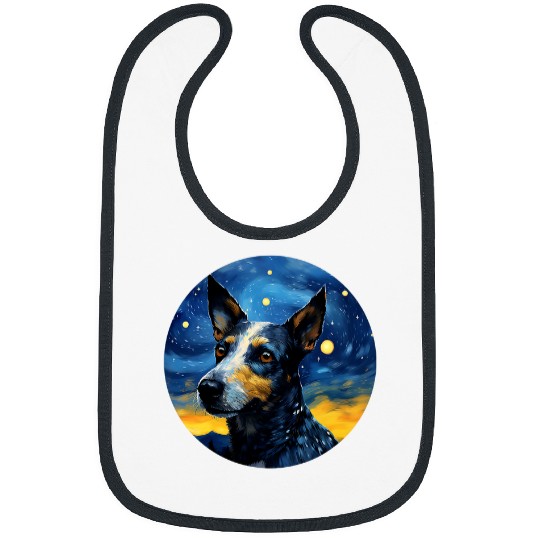 Blue Heeler with border Starry Night Dog Art Bibs