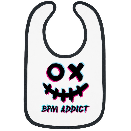 BPM Addict Trippy Glitch Smile Techno Acid House ART ON BACK Bibs