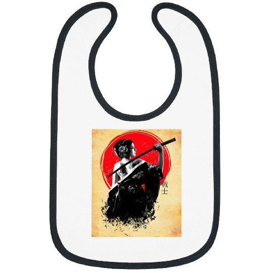 Geisha Samurai Warrior With swords Japanese Aesthetic Art Bibs