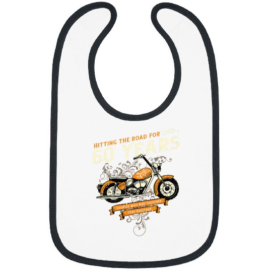 Hitting The Road for 60 Years Biker 60th Wedding Anniversary Bibs