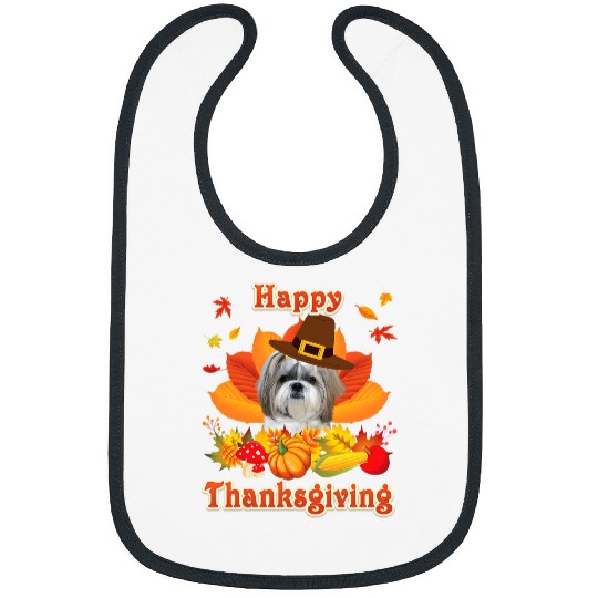 Happy Thanksgiving Shih Tzu Dog Im Thankful For My Lover Bibs