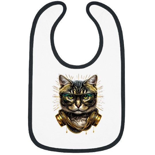 DJ Cat Cool Style Playing on Turntables Hip Hop Music Bibs