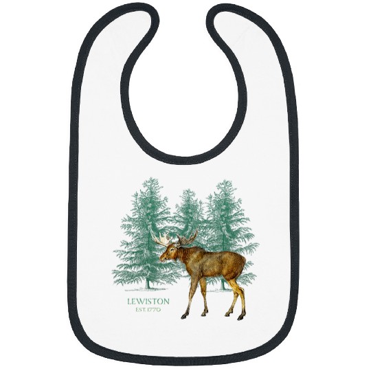 Lacrosse Gift Lewiston Maine Moose Lovers Trees VintageLook Souvenir Bibs