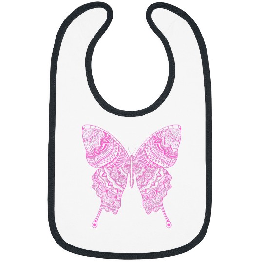 Pink Butterfly Yoga Meditation Mandala New Age Geometric Bibs