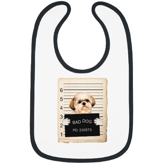 shih tzu Dog mug shot Bibs