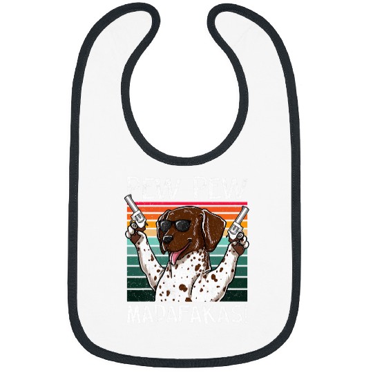 German Shorthaired Pointer Pew Pew Dog vintages Retro Sunset Bibs