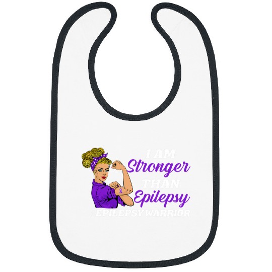 I Am Stronger Than Epilepsy Warrior Epilepsy Awareness Women Bibs