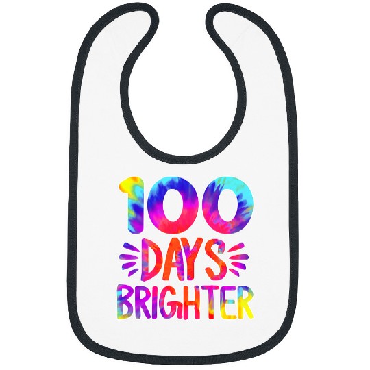100 Days Brighter Tie Dye Funny 100 Days Of School Student Bibs