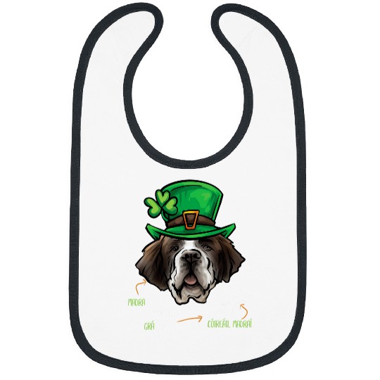 Funny St Patricks Day St Bernard Dog Saint Bernard Irish Bibs