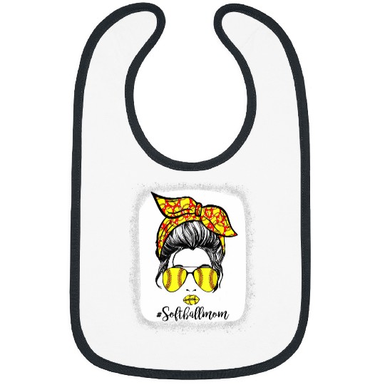 Bleached Softball Mom Softballmom Messy Bun Hair Bandana Bibs
