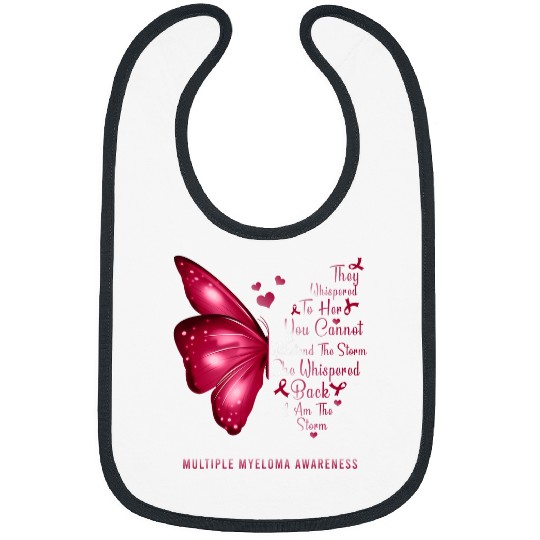 I Am The Storm Multiple Myeloma Awareness Burgundy Butterfly Bibs