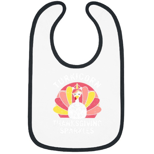 Funny Turkey Unicorns Animal Turkicorn Thanksgiving Sparkles Bibs