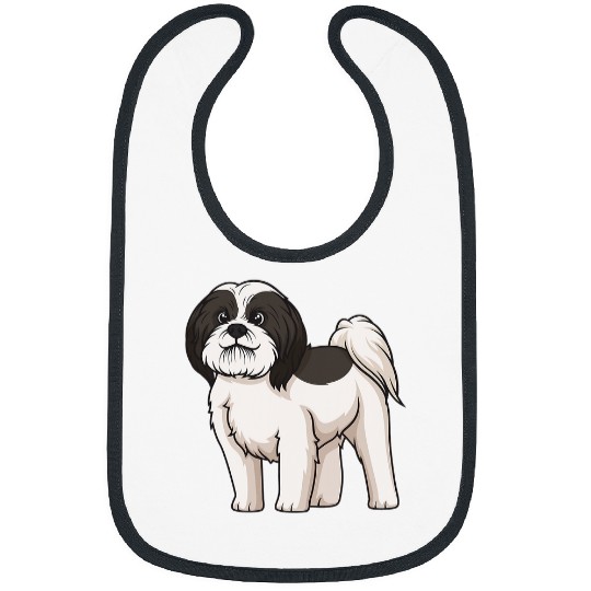 Shih Tzu Dogs Black Parti Shih Tzu Funny Cute Bibs