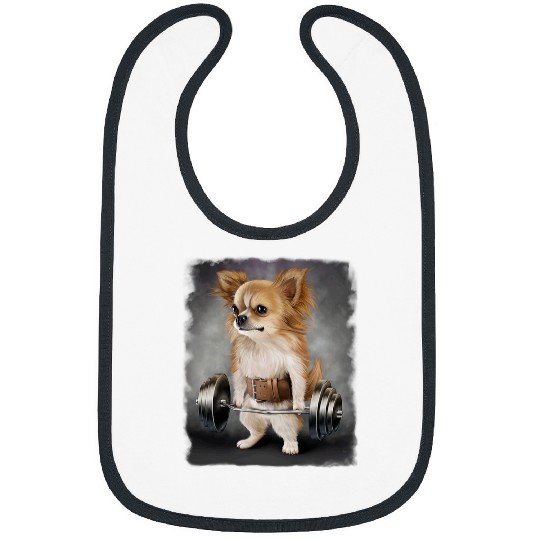 Chihuahua Dog Muscle Training with Barbell Shrug Bar Fitness 1 Bibs