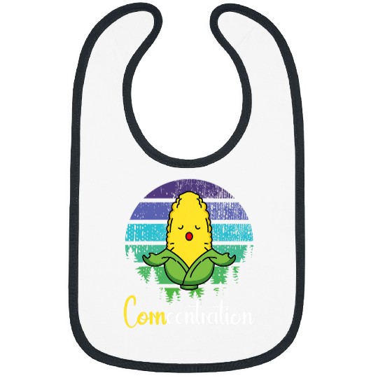 Retro Distressed Corncentration Funny Lotus Yoga Corn Woman Bibs