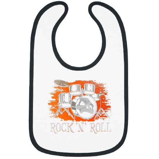 Drums RockNRoll Drummer Skeletons Musical Instrument Bibs