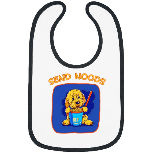Cute Labradoodle Eating Ramen Noodles Design for Dog Lovers Bibs