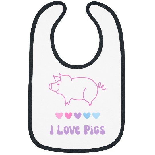 I Love Pigs Womens Pink Purple Blue Farm Animal Cute Bibs