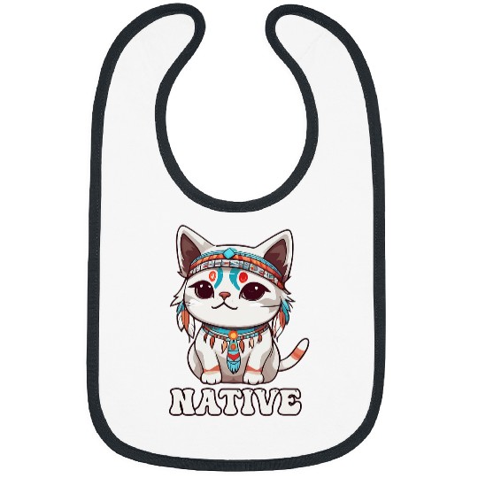 Cute American Native Indian Kawaii Cat Woman Girl Bibs