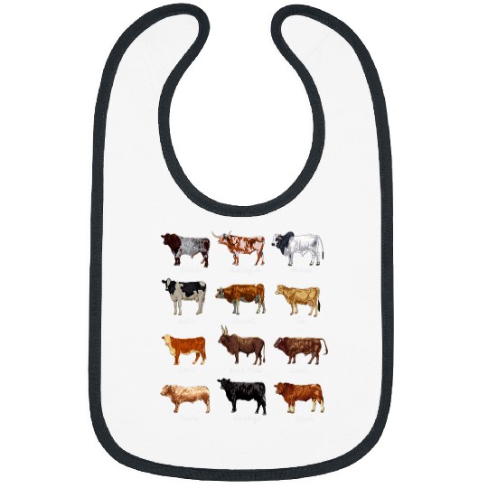 Cow Lover Cattle drawings 2types of cows Bibs