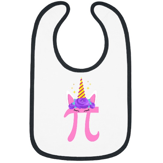 Womens Cute Unicorns Face Pi Day Math Geek Bibs