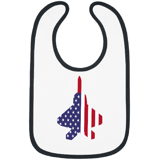 F22 Raptor American Flag 4th of July Patriotic Airplane Art Bibs