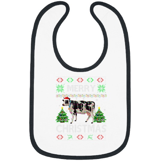 Cow Lover Merry Christmas Cows Pajama xmass Cows Lover Ugly Sweater Bibs