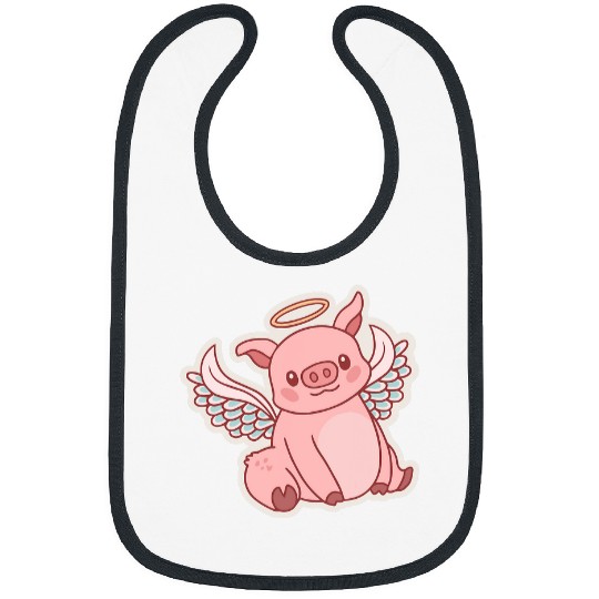 Pig with Halo Sky Angel Wings Angel Wings Bibs