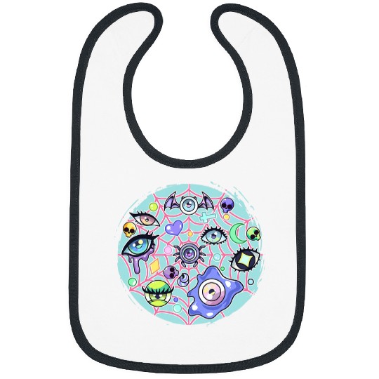 Pastel Goth Eyes Spiderweb Cute Creepy Eye Gothic Spider Bibs