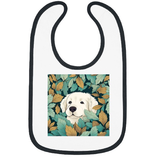 Kuvasz Dog Mom Dad Plant Lover Hiding in Leaves Bibs