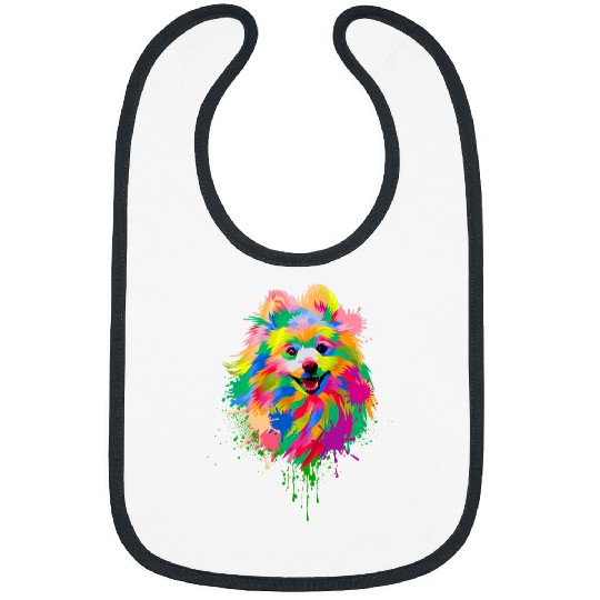Colorful Splash Pomeranian Art Dog Owner Animal Lover Bibs