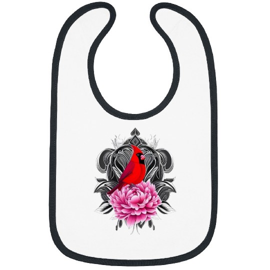 Cardinal Bird With Peony Color indianas State Tattoo Art Bibs