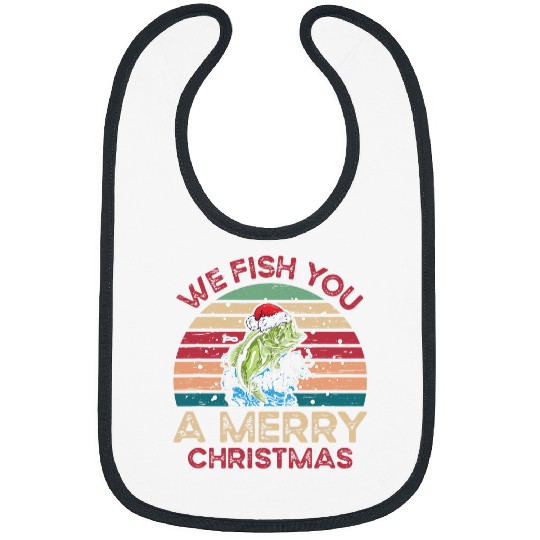 Fishing Fun We Fish You A Merry Christmas Santa Claus Fishing Rod Boat Bibs