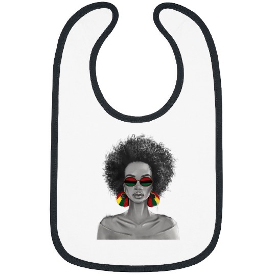 Black Queen Face Art Juneteenth Afro Woman Afrocentric Pride Bibs