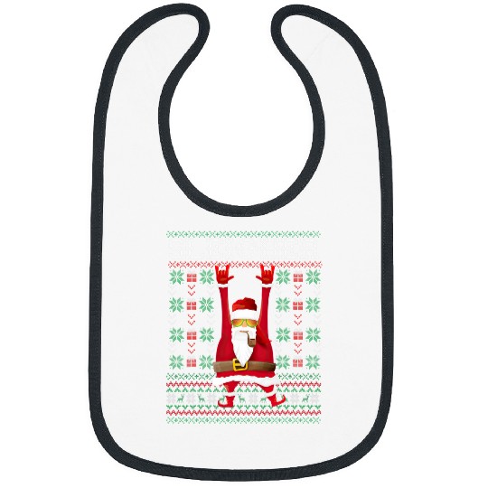 Funny Sleigher Hail Santa Heavy Metal Music Ugly Christmas Bibs