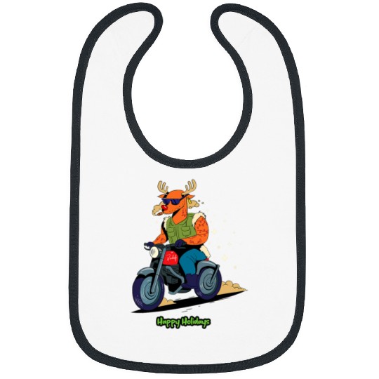 Happy Holidays Funny Christmas Motorcycle Biker Rudolph Bibs