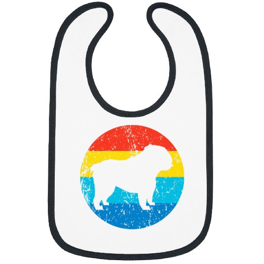English Bulldog Dog Breed Silhouette Retro 1970s Circle Bibs
