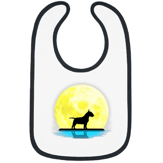 Bull Terrier Dog Lovers Owner Full Moon Light Bibs