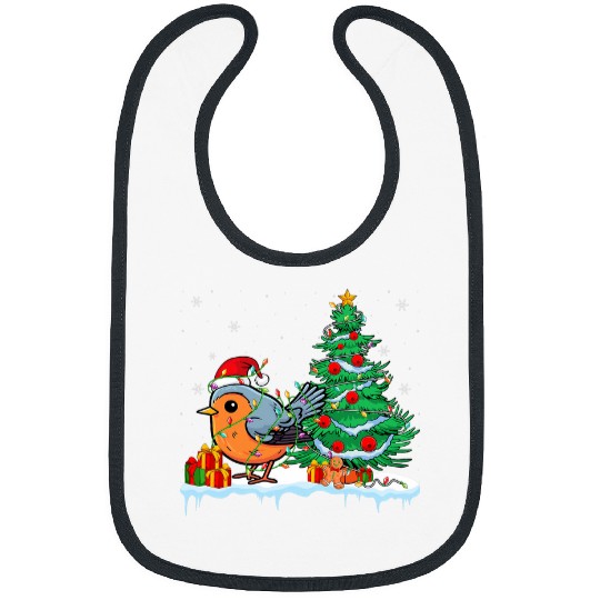 Robin Lover Christmas 2Robin Wearing Santa Hat xmass Light Bibs