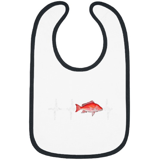 Fishing Red Snapper Heartbeat For Saltwater Fish Fishing Lovers Fisher Bibs