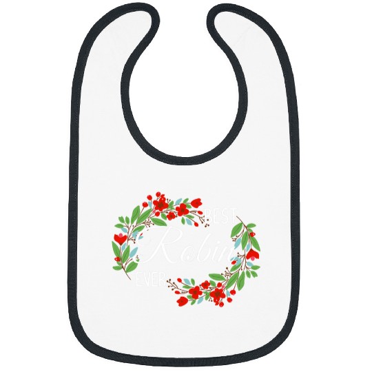 Robin Personalized Name Floral Wreath Flower Bibs