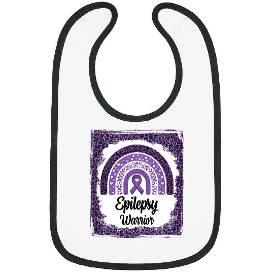 Epilepsy Awareness Bleached Rainbow leopard Purple Ribbon 2 Bibs