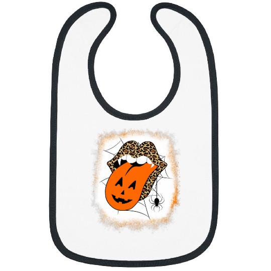 Lacrosse Gift Leopard Lips Halloween Lips Vampire Mouth Pumpkin Tongue Bibs