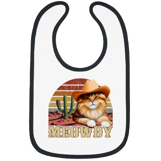 Meowdy Cowboy Hat Cat Lover Country Music vintages Novelty 3 Bibs