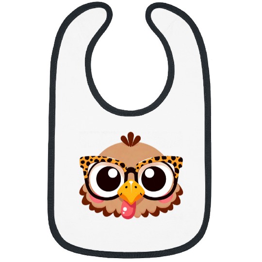 Thanksgiving Turkey Face Leopard Print Glasses Women Girls 217 Bibs
