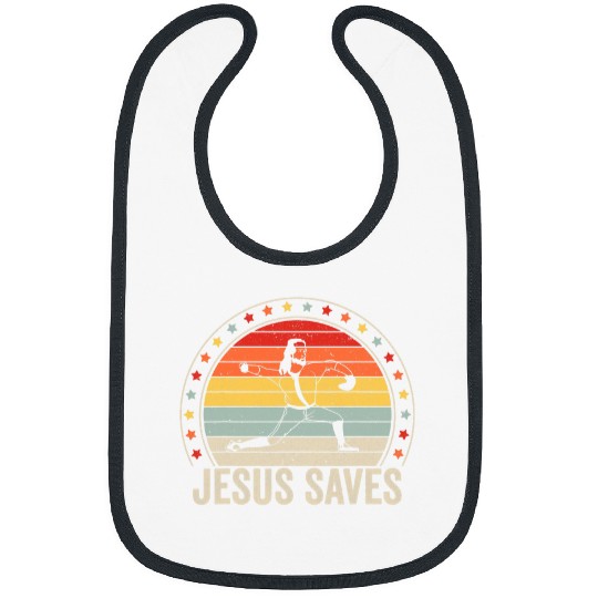 Jesus Saves Baseball Pitcher Religious Pro Christian Retro Bibs