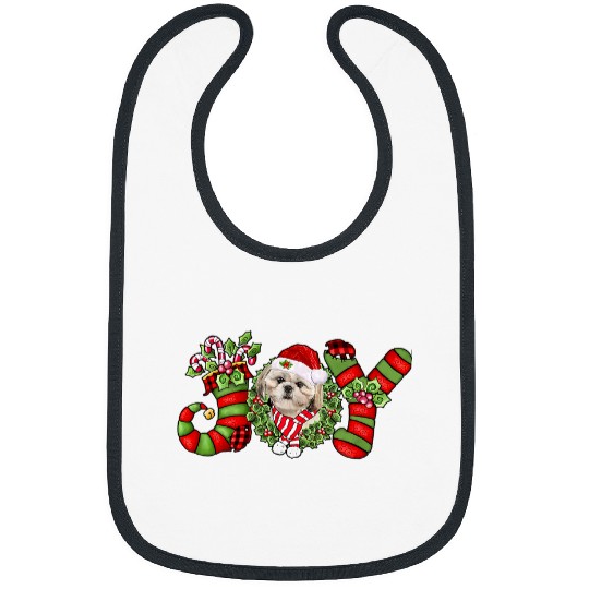 Joy Christmas Shih Tzu Dog Santa Pajamas Xmas Bibs